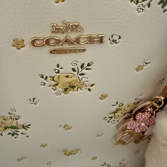 Coach Yellow Floral Cream Tote - Picture 6 of 15